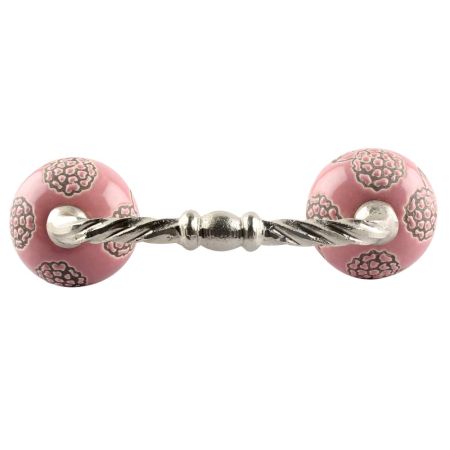 Pink Marigold Etched Ceramic Cut Bridge Handle